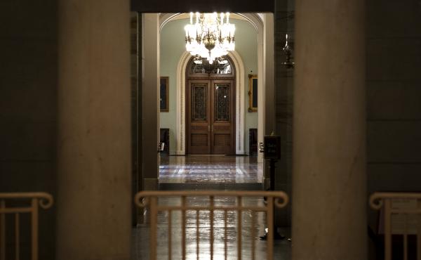 Empty hallways outside the U.S. Senate chamber, where the body will consider major pieces of legislation that could allocate trillions of dollars for infrastructure and other priorities. Empty hallways outside the U.S. Senate chamber, where the body will consider major pieces of legislation that could allocate trillions of dollars for infrastructure and other priorities.