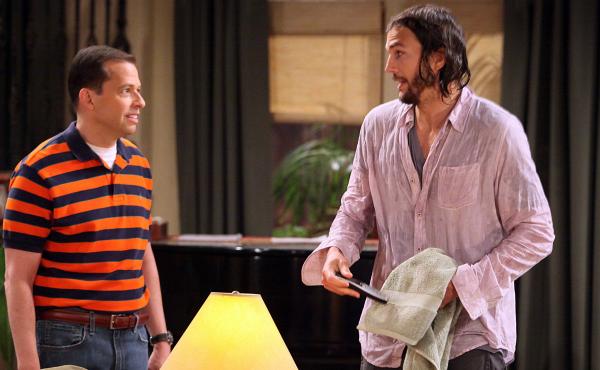 Jon Cryer, left, and Ashton Kutcher in a scene from Kutcher's 2011 debut on CBS' "Two and a Half Men." Jon Cryer, left, and Ashton Kutcher in a scene from Kutcher's 2011 debut on CBS' "Two and a Half Men."