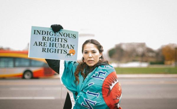 Bernadette Demientieff of the Gwich'in Steering Committee participates in a December 2017 event in Washington, D.C., at which advocates pushed Congress to protect the Arctic National Wildlife Refuge from oil development. Bernadette Demientieff of the Gwich'in Steering Committee participates in a December 2017 event in Washington, D.C., at which advocates pushed Congress to protect the Arctic National Wildlife Refuge from oil development.