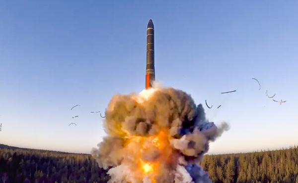 A 2020 test of a ground-based intercontinental ballistic missile from the Plesetsk facility in northwestern Russia. Russia has the world's largest nuclear arsenal. A 2020 test of a ground-based intercontinental ballistic missile from the Plesetsk facility in northwestern Russia. Russia has the world's largest nuclear arsenal.