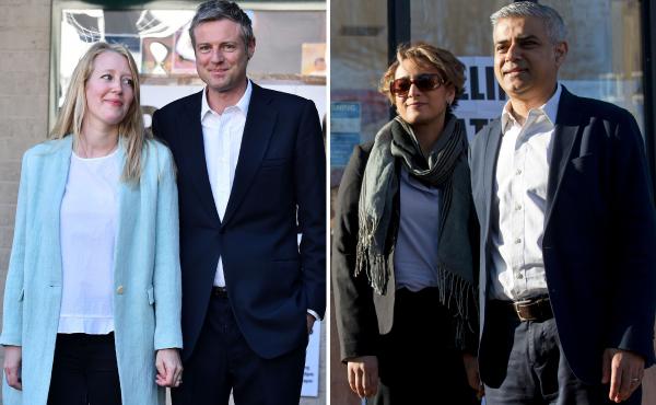 Conservative mayoral candidate Zac Goldsmith and his wife, Alice (left); Britain's Labour Party candidate Sadiq Khan and his wife, Saadiya. The candidates cast their votes on Thursday in hopes of becoming London's next mayor. Conservative mayoral candidate Zac Goldsmith and his wife, Alice (left); Britain's Labour Party candidate Sadiq Khan and his wife, Saadiya. The candidates cast their votes on Thursday in hopes of becoming London's next mayor.