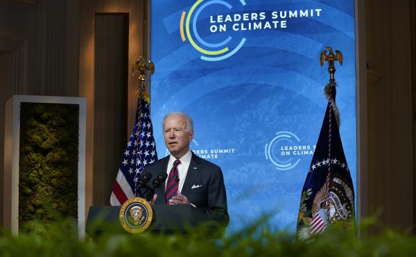 President Biden delivers opening remarks to the virtual Leaders Summit on Climate from the East Room of the White House on Thursday. President Biden delivers opening remarks to the virtual Leaders Summit on Climate from the East Room of the White House on Thursday.
