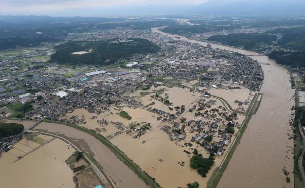 Heavy rain has flooded in Hitoyoshi, Kumamoto prefecture in Japan on Saturday. Heavy rain has flooded in Hitoyoshi, Kumamoto prefecture in Japan on Saturday.