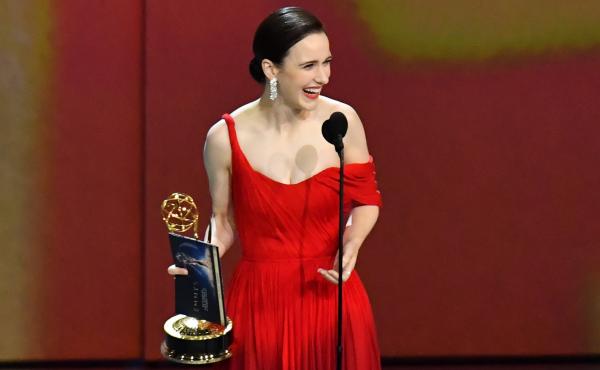 Rachel Brosnahan accepts the outstanding lead actress in a comedy series award for The Marvelous Mrs. Maisel at the 70th Emmy Awards. Rachel Brosnahan accepts the outstanding lead actress in a comedy series award for The Marvelous Mrs. Maisel at the 70th Emmy Awards.