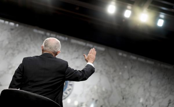 Attorney General Jeff Sessions testifies during a Senate Intelligence Committee hearing on Capitol Hill on Tuesday. Attorney General Jeff Sessions testifies during a Senate Intelligence Committee hearing on Capitol Hill on Tuesday.