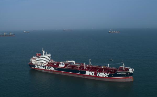 Pictures from Iran's semiofficial Tasnim news agency show the Stena Impero being held in the Iranian port of Bandar Abbas last month. Pictures from Iran's semiofficial Tasnim news agency show the Stena Impero being held in the Iranian port of Bandar Abbas last month.