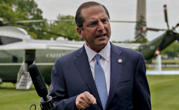 In an apparent reference to China, Health and Human Services Secretary Alex Azar says a member state of the World Health Organization "made a mockery of their transparency obligations, with tremendous costs for the entire world." Azar is seen here last we In an apparent reference to China, Health and Human Services Secretary Alex Azar says a member state of the World Health Organization "made a mockery of their transparency obligations, with tremendous costs for the entire world." Azar is seen here last we