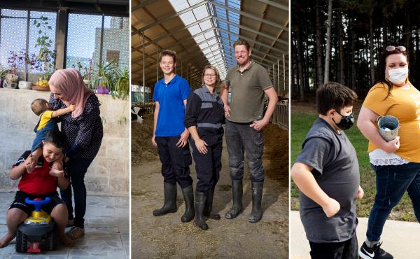 From left: Sawsan al-Ramemi of Amman, Jordan, is a mom of two — and expecting her third child. Her husband is working in the U.S. Nienke Pastoor of the Netherlands has been juggling her job as a dairy farmer and helping her four teenagers with their onl From left: Sawsan al-Ramemi of Amman, Jordan, is a mom of two — and expecting her third child. Her husband is working in the U.S. Nienke Pastoor of the Netherlands has been juggling her job as a dairy farmer and helping her four teenagers with their onl