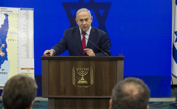 Israeli Prime Minister Benjamin Netanyahu announces his pledge Tuesday to annex the Jordan Valley in the West Bank if he wins reelection in next week's vote. Israeli Prime Minister Benjamin Netanyahu announces his pledge Tuesday to annex the Jordan Valley in the West Bank if he wins reelection in next week's vote.