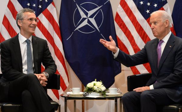 NATO Secretary General Jens Stoltenberg and then-Vice President Joe Biden talk during the 51st Munich Security Conference in February 2015. NATO Secretary General Jens Stoltenberg and then-Vice President Joe Biden talk during the 51st Munich Security Conference in February 2015.