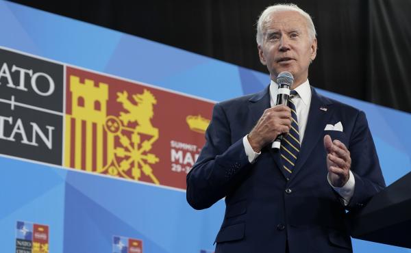 President Biden speaks during a news conference on the final day of the NATO summit in Madrid, Thursday, June 30, 2022. President Biden speaks during a news conference on the final day of the NATO summit in Madrid, Thursday, June 30, 2022.