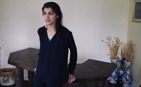 Lina Khan, here at her home in Larchmont, N.Y., in 2017, has been nominated to the Federal Trade Commission. Lina Khan, here at her home in Larchmont, N.Y., in 2017, has been nominated to the Federal Trade Commission.
