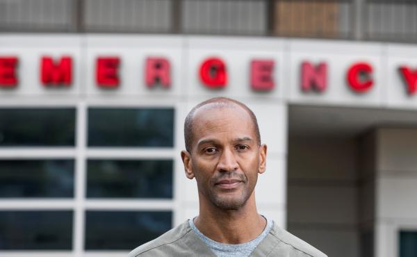Dr. William Strudwick stands outside Howard University Hospital, where he works as an attending physician in the emergency department. Dr. William Strudwick stands outside Howard University Hospital, where he works as an attending physician in the emergency department.