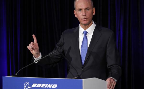 Boeing Chief Executive Dennis Muilenburg speaks during a press conference after the annual shareholders meeting in Chicago on April 29. Boeing Chief Executive Dennis Muilenburg speaks during a press conference after the annual shareholders meeting in Chicago on April 29.