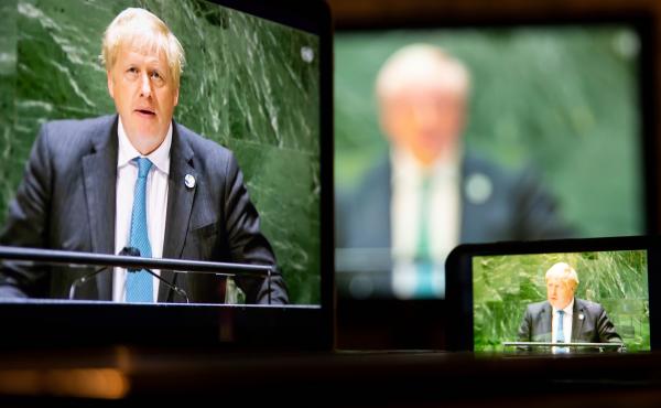 U.K. Prime Minister Boris Johnson addresses the U.N. General Assembly in New York on Wednesday. U.K. Prime Minister Boris Johnson addresses the U.N. General Assembly in New York on Wednesday.