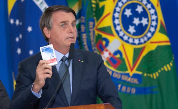 Brazilian President Jair Bolsonaro holds up a box of chloroquine, an antimalarial medicine that his administration endorsed as part of an "early treatment" strategy for COVID-19. There is no evidence the drug can prevent the coronavirus or reduce the seve Brazilian President Jair Bolsonaro holds up a box of chloroquine, an antimalarial medicine that his administration endorsed as part of an "early treatment" strategy for COVID-19. There is no evidence the drug can prevent the coronavirus or reduce the seve