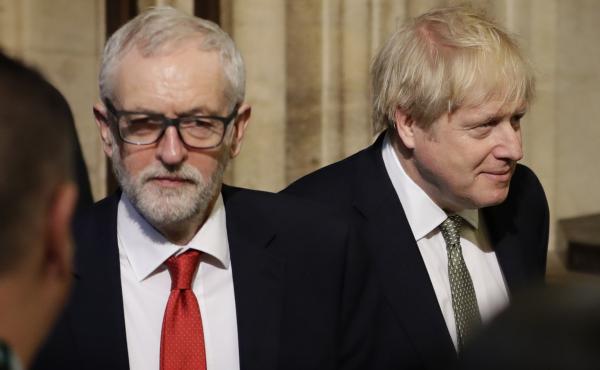 Labour Party Leader Jeremy Corbyn and British Prime Minister Boris Johnson walk through the Commons Members Lobby after hearing the Queen's Speech in Parliament last week. Labour Party Leader Jeremy Corbyn and British Prime Minister Boris Johnson walk through the Commons Members Lobby after hearing the Queen's Speech in Parliament last week.