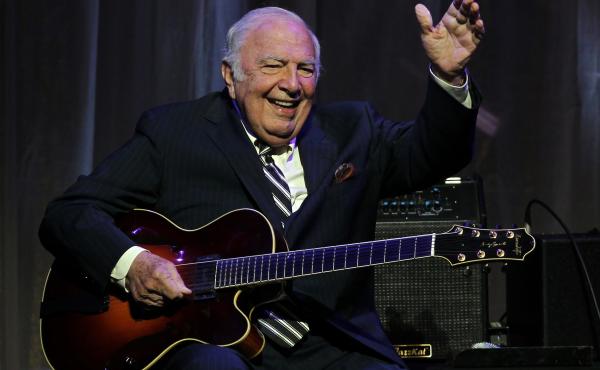 Bucky Pizzarelli performs at his induction ceremony for the New Jersey Hall of Fame in 2011. Bucky Pizzarelli performs at his induction ceremony for the New Jersey Hall of Fame in 2011.