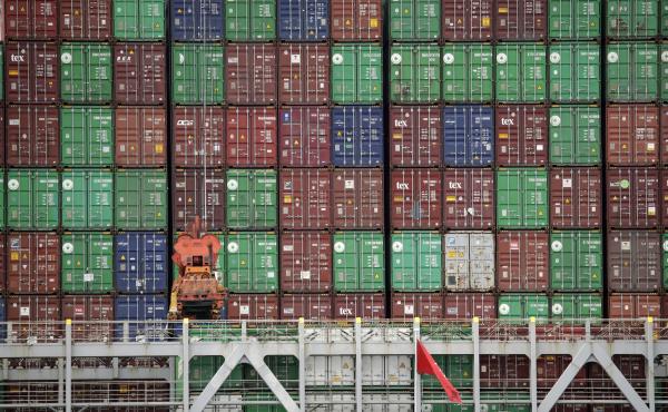 Cargo containers are stacked on a ship at California's Port of Los Angeles. Consumer goods are arriving from China and elsewhere, but a lot is not getting to its destination. Cargo containers are stacked on a ship at California's Port of Los Angeles. Consumer goods are arriving from China and elsewhere, but a lot is not getting to its destination.
