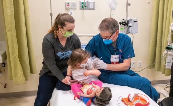 Eloise LaCour, 3, gets her COVID-19 vaccination as part of Phase 1 clinical trials on use of the Pfizer-BioNTech vaccine in children 5 and younger. Eloise LaCour, 3, gets her COVID-19 vaccination as part of Phase 1 clinical trials on use of the Pfizer-BioNTech vaccine in children 5 and younger.
