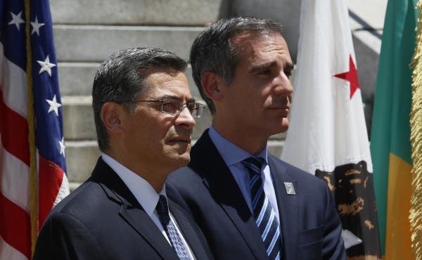California Attorney General Xavier Becerra (left) and Los Angeles Mayor Eric Garcetti announced the city and county of Los Angeles, plus four other cities, were joining California's lawsuit over the 2020 census citizenship question in May. California Attorney General Xavier Becerra (left) and Los Angeles Mayor Eric Garcetti announced the city and county of Los Angeles, plus four other cities, were joining California's lawsuit over the 2020 census citizenship question in May.