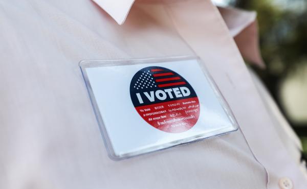 A voter wears an "I Voted" badge after placing a ballot in a drop box in Los Angeles last week. Officials say members of the Republican Party have illegally placed unauthorized drop boxes in some locations. A voter wears an "I Voted" badge after placing a ballot in a drop box in Los Angeles last week. Officials say members of the Republican Party have illegally placed unauthorized drop boxes in some locations.