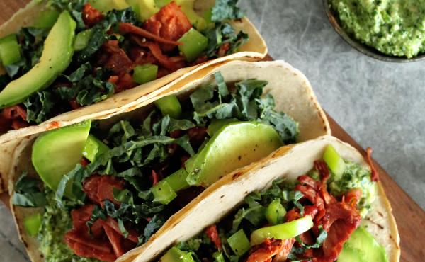 Pesto and pulled jackfruit tacos. In Southern California, working-class Mexican-American chefs are giving traditionally meaty dishes a vegan spin. Pesto and pulled jackfruit tacos. In Southern California, working-class Mexican-American chefs are giving traditionally meaty dishes a vegan spin.