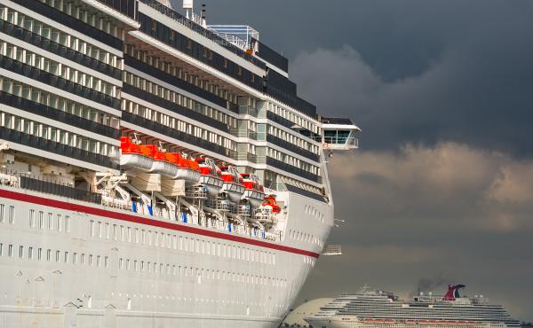 The Carnival Corp. Miracle and Panorama cruise ships anchored in Long Beach, Calif. on April 13, 2020. The Carnival Corp. Miracle and Panorama cruise ships anchored in Long Beach, Calif. on April 13, 2020.