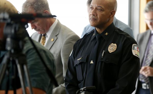 Charlottesville Police Chief Alfred Thomas listens earlier this month as an independent report on violence at a white supremacy rally is read at a news conference. Thomas announced his retirement Monday. Charlottesville Police Chief Alfred Thomas listens earlier this month as an independent report on violence at a white supremacy rally is read at a news conference. Thomas announced his retirement Monday.