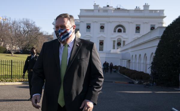Former Secretary of State Mike Pompeo, pictured at the White House in December, was among the 28 Trump administration officials sanctioned by China. Former Secretary of State Mike Pompeo, pictured at the White House in December, was among the 28 Trump administration officials sanctioned by China.