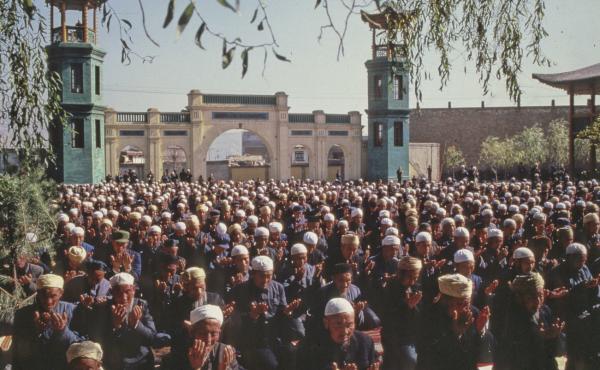 Xining's Dongguan Mosque has been a source of community for Chinese Muslims for seven centuries. Here, Hui Muslim men pray in the mosque in 1983. Xining's Dongguan Mosque has been a source of community for Chinese Muslims for seven centuries. Here, Hui Muslim men pray in the mosque in 1983.