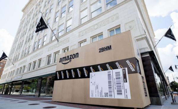 Cities across the country are trying to land Amazon's second headquarters. In Birmingham, Ala., giant Amazon boxes were constructed and placed around the city. Cities across the country are trying to land Amazon's second headquarters. In Birmingham, Ala., giant Amazon boxes were constructed and placed around the city.