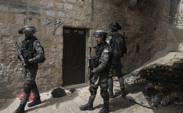 Israeli police is deployed in the Old City of Jerusalem, Sunday, April 17, 2022. Israeli police is deployed in the Old City of Jerusalem, Sunday, April 17, 2022.
