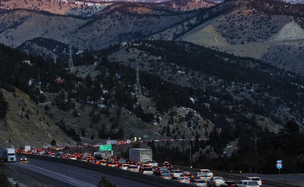 Interstate 70 west of Denver is backed up with ski traffic on Jan. 18. Coloradans make this powder pilgrimage every weekend, and traffic has gotten worse. Interstate 70 west of Denver is backed up with ski traffic on Jan. 18. Coloradans make this powder pilgrimage every weekend, and traffic has gotten worse.