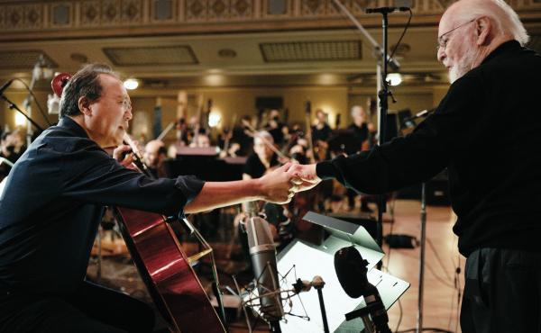 Cellist Yo-Yo Ma, left, with composer John Williams, right. The pair recently released a collaborative recording, A Gathering of Friends, with the New York Philharmonic. Cellist Yo-Yo Ma, left, with composer John Williams, right. The pair recently released a collaborative recording, A Gathering of Friends, with the New York Philharmonic.
