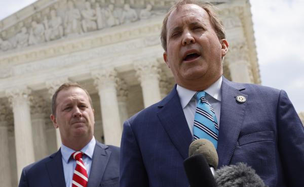 Texas Attorney General Ken Paxton (right) has sued the CDC over its air travel mask mandate, while Missouri Attorney General Eric Schmitt (left) has sued and sent cease and desist letters to dozens of school districts over mask mandates. Texas Attorney General Ken Paxton (right) has sued the CDC over its air travel mask mandate, while Missouri Attorney General Eric Schmitt (left) has sued and sent cease and desist letters to dozens of school districts over mask mandates.