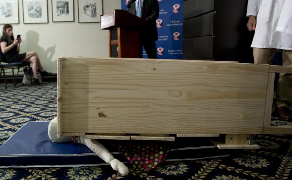 A child-size dummy is crushed by a dresser during a Consumer Product Safety Commission news conference in Washington, D.C., in 2016. That year Ikea began a recall of millions of dressers after six children were killed in tip-over incidents. But a new stud A child-size dummy is crushed by a dresser during a Consumer Product Safety Commission news conference in Washington, D.C., in 2016. That year Ikea began a recall of millions of dressers after six children were killed in tip-over incidents. But a new stud