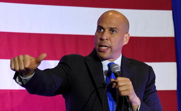 Sen. Cory Booker, D-N.J., speaks at an event in February in North Las Vegas, Nev., while campaigning for the 2020 Democratic presidential nomination. Sen. Cory Booker, D-N.J., speaks at an event in February in North Las Vegas, Nev., while campaigning for the 2020 Democratic presidential nomination.