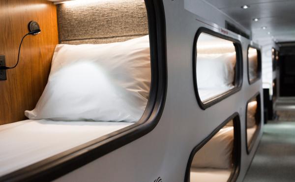 Cabin is a bus with pods for sleeping. It currently offers service between Los Angeles and San Francisco, starting at $115 each way. Cabin is a bus with pods for sleeping. It currently offers service between Los Angeles and San Francisco, starting at $115 each way.