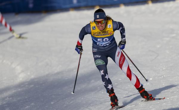 Rosie Brennan of the United States competes in a Tour de Ski, women's 10-kilometer freestyle, interval start cross-country ski event, in Dobbiaco (Toblach), Italy, on Jan. 5, 2021. She is planning to compete at the Beijing Winter Olympics next month. Rosie Brennan of the United States competes in a Tour de Ski, women's 10-kilometer freestyle, interval start cross-country ski event, in Dobbiaco (Toblach), Italy, on Jan. 5, 2021. She is planning to compete at the Beijing Winter Olympics next month.