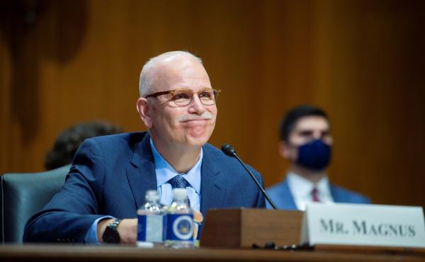 Chris Magnus testifies before the Senate Finance Committee on his nomination to be the next U.S. Customs and Border Protection commissioner, Tuesday, Oct. 19, on Capitol Hill in Washington, D.C. Chris Magnus testifies before the Senate Finance Committee on his nomination to be the next U.S. Customs and Border Protection commissioner, Tuesday, Oct. 19, on Capitol Hill in Washington, D.C.