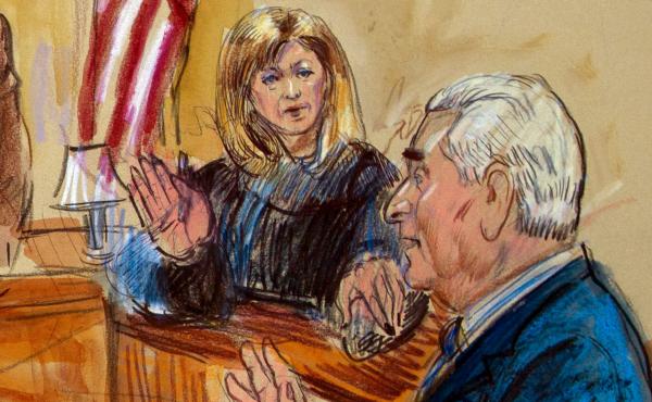 In this sketch, Judge Amy Berman Jackson presides over a court hearing for Trump campaign adviser Roger Stone at the U.S. District Courthouse in Washington, D.C., in February. Jackson is among the women judges playing a central role in the Russia investig In this sketch, Judge Amy Berman Jackson presides over a court hearing for Trump campaign adviser Roger Stone at the U.S. District Courthouse in Washington, D.C., in February. Jackson is among the women judges playing a central role in the Russia investig