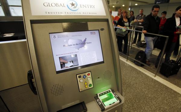 A Global Entry Trusted Traveler Network kiosk awaits arriving international passengers who are registered for the service at Los Angeles International Airport in 2010. A Global Entry Trusted Traveler Network kiosk awaits arriving international passengers who are registered for the service at Los Angeles International Airport in 2010.