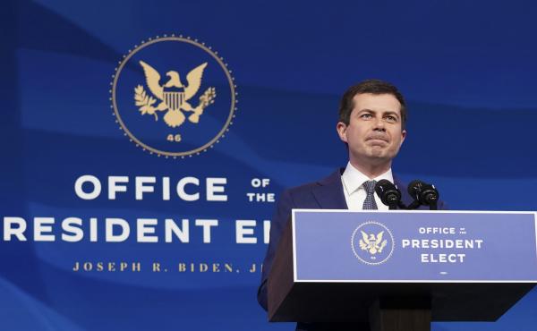 Pete Buttigieg speaks on Dec. 16 after he was nominated to be transportation secretary by then-President-elect Joe Biden. Buttigieg faced a largely friendly reception at his Senate confirmation hearing on Thursday. Pete Buttigieg speaks on Dec. 16 after he was nominated to be transportation secretary by then-President-elect Joe Biden. Buttigieg faced a largely friendly reception at his Senate confirmation hearing on Thursday.