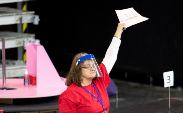 A contractor works to recount ballots from the 2020 general election in Phoenix on May 1. The Maricopa County, Ariz., ballot recount came after two election audits found no evidence of widespread fraud in Arizona. A contractor works to recount ballots from the 2020 general election in Phoenix on May 1. The Maricopa County, Ariz., ballot recount came after two election audits found no evidence of widespread fraud in Arizona.