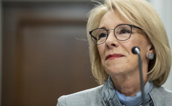 U.S. Education Secretary Betsy DeVos, here at a February Capitol Hill hearing, has long championed alternatives to public schools. U.S. Education Secretary Betsy DeVos, here at a February Capitol Hill hearing, has long championed alternatives to public schools.