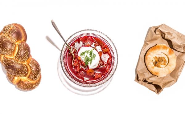 Challah, borscht and a bialy are among the items listed in The 100 Most Jewish Foods. Challah, borscht and a bialy are among the items listed in The 100 Most Jewish Foods.