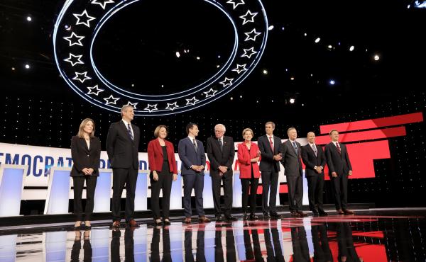 From the Democratic presidential debates hosted in Detroit, candidates (left) Marianne Williamson, Rep. Tim Ryan, Sen. Amy Klobuchar, Mayor Pete Buttigieg, Sen. Bernie Sanders, Sen. Elizabeth Warren, former Rep. Beto O'Rourke former Gov. John Hickenlooper From the Democratic presidential debates hosted in Detroit, candidates (left) Marianne Williamson, Rep. Tim Ryan, Sen. Amy Klobuchar, Mayor Pete Buttigieg, Sen. Bernie Sanders, Sen. Elizabeth Warren, former Rep. Beto O'Rourke former Gov. John Hickenlooper