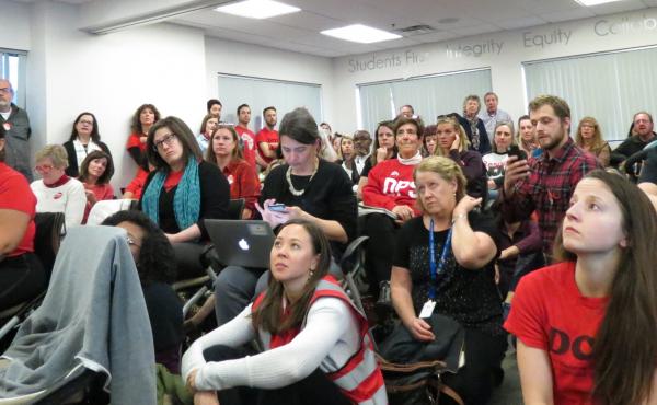 Denver Public School teachers gather in the district's bargaining room on Thursday, Jan. 17. Denver Public School teachers gather in the district's bargaining room on Thursday, Jan. 17.