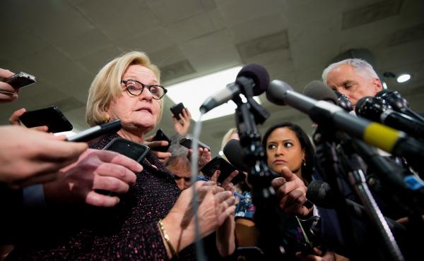 Sen. Clarie McCaskill, D-Mo., speaks to the media after the closed briefing on Capitol Hill with Deputy Attorney General Rod Rosenstein on Thursday. Sen. Clarie McCaskill, D-Mo., speaks to the media after the closed briefing on Capitol Hill with Deputy Attorney General Rod Rosenstein on Thursday.